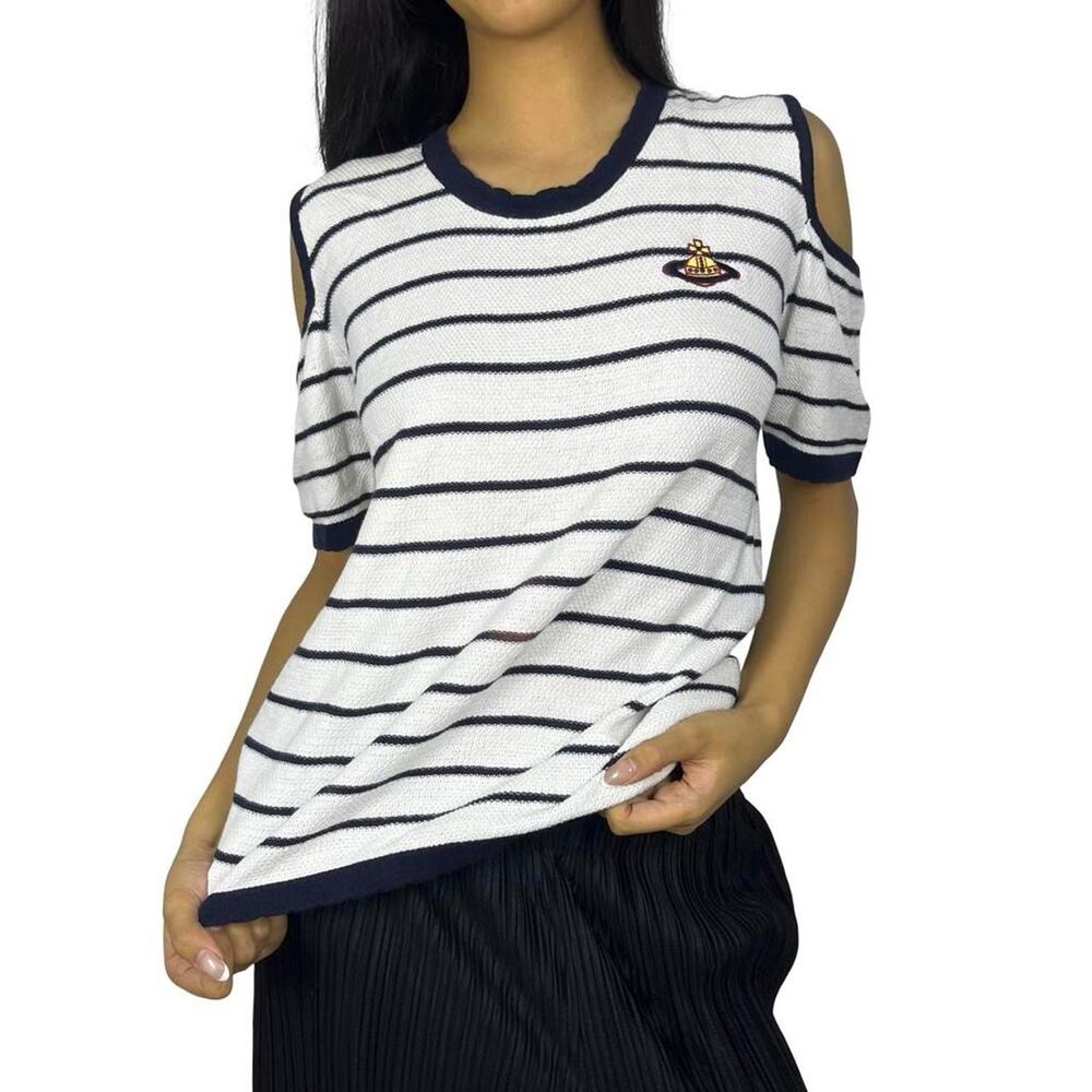 Vivienne Westwood Stripe Orb Hole Shoulder Top